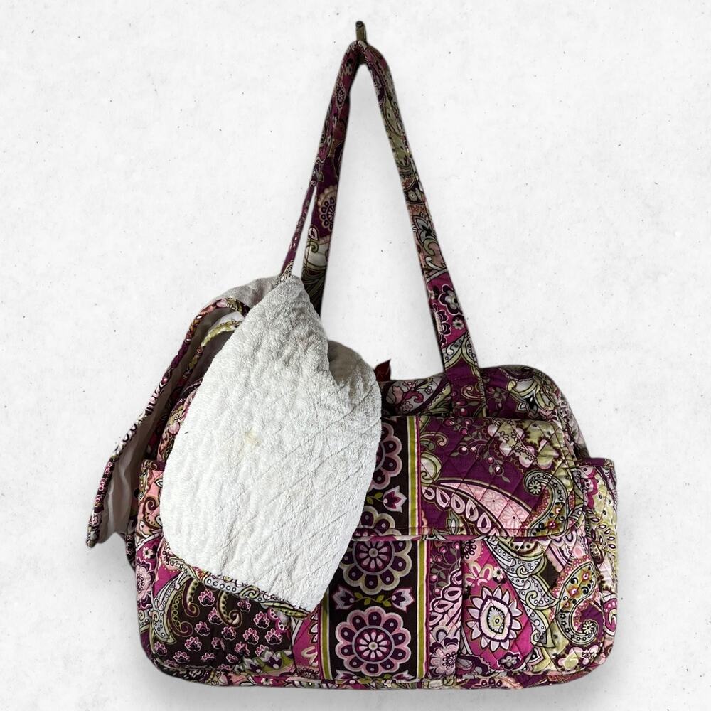 Vera Bradley Large Diaper Bag Zip‎ Multi Pockets Quilted Pink Paisley Dirty